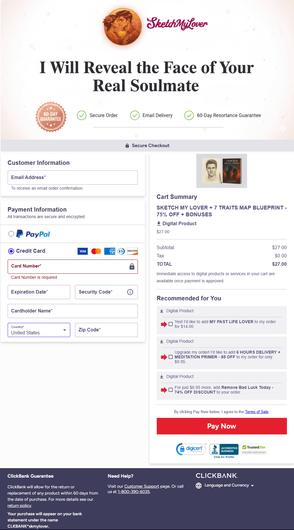 Sketch My Lover Secure Checkout Page